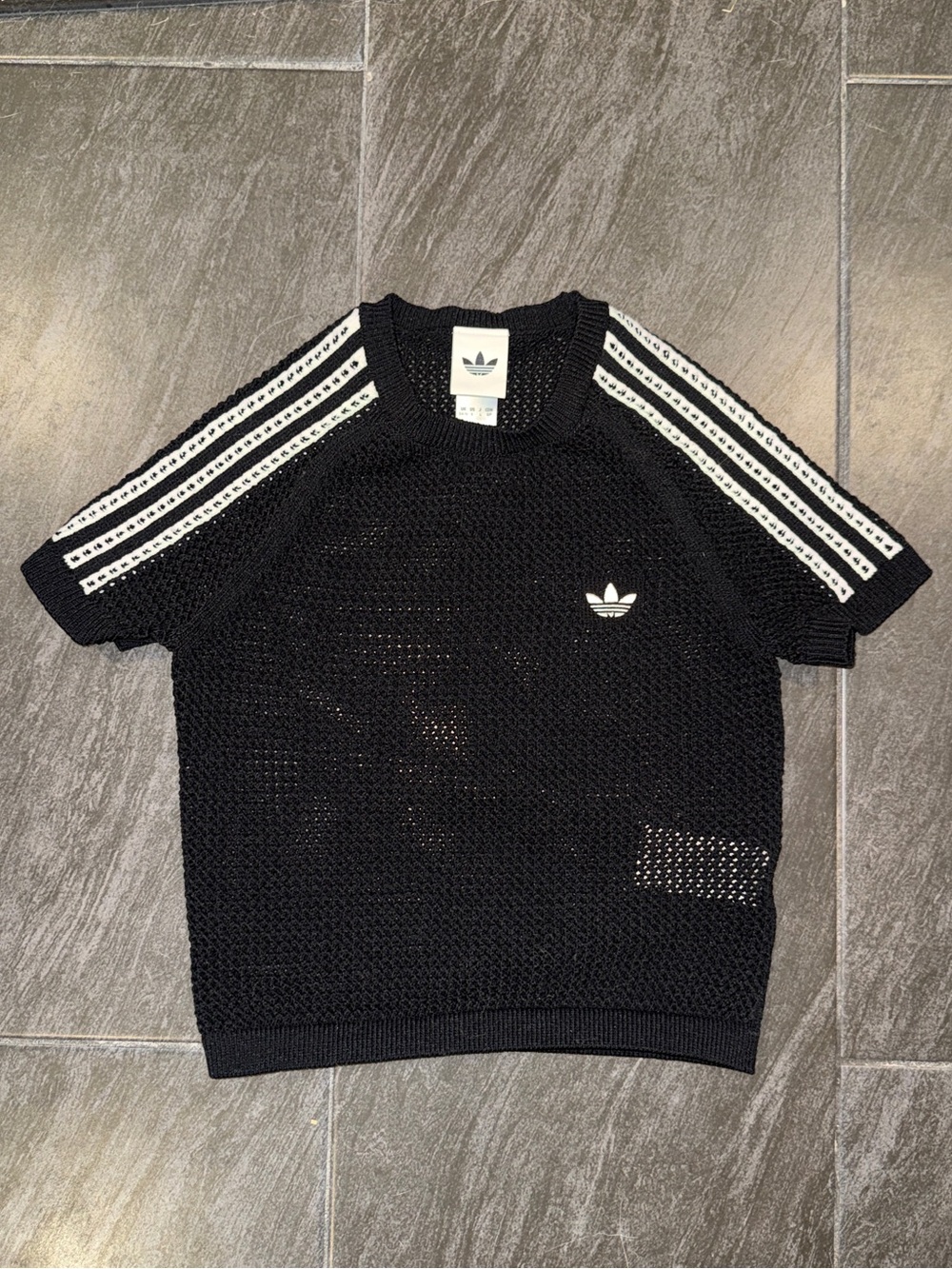 Adidas Black Short-Sleeve Knit Sweater